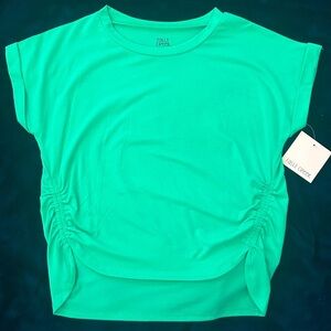 Falls Creek rolled short sleeve side cinch top, high low, size 10/12